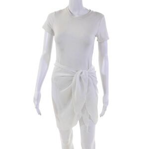 Zuliana Womens Wrap Skirt Swim Cover Up Solid White Size OS